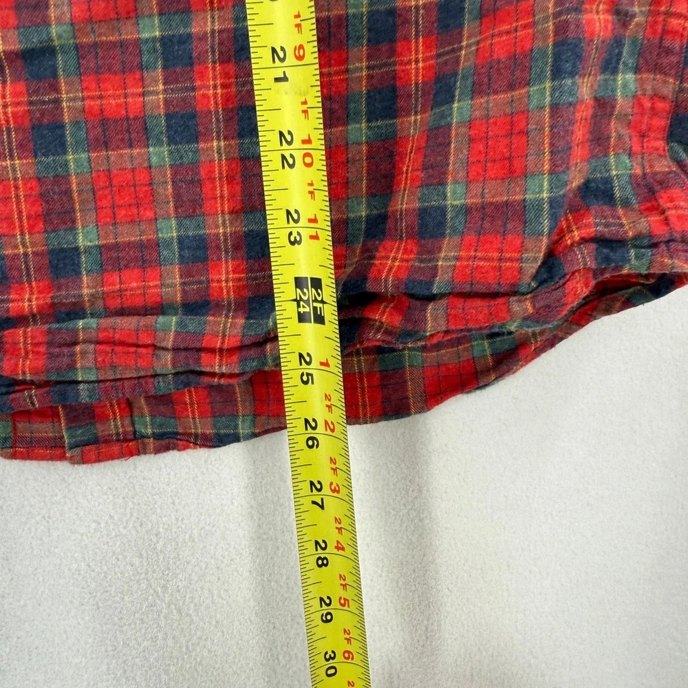 J. Crew Brushed Twill Shirt Mens Large Red Plaid Slim Untucked Button Down